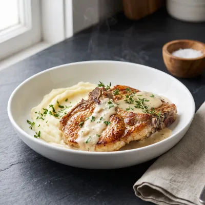 Creamy Garlic Chicken with Gravy & Mashed Potatoes