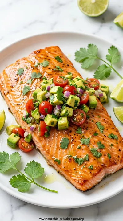 Baked Cilantro Lime Salmon With Avocado Salsa
