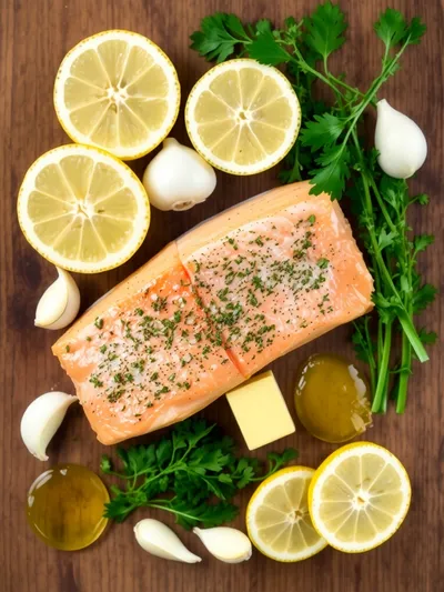 Baked Lemon Garlic Butter Salmon - ingredients preparation