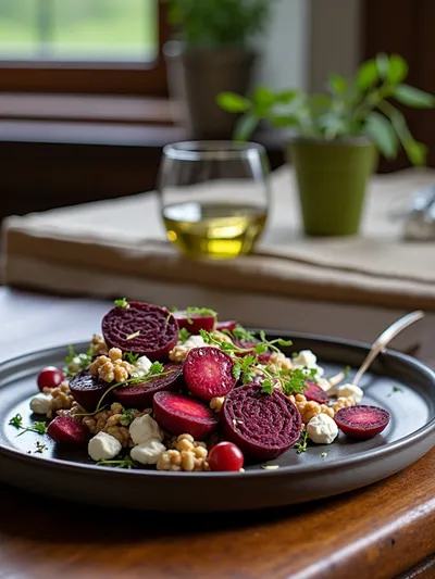 Beetroot Feta Walnut Salad Recipe - ready to serve