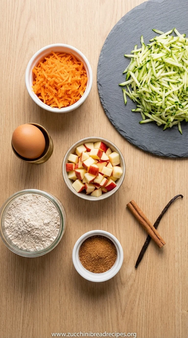 Carrot Apple Zucchini Bread Recipe - Homemade & Healthy - ingredients preparation