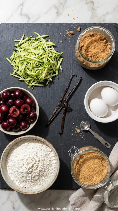 Cherry Vanilla Zucchini Bread Recipe - ingredients preparation