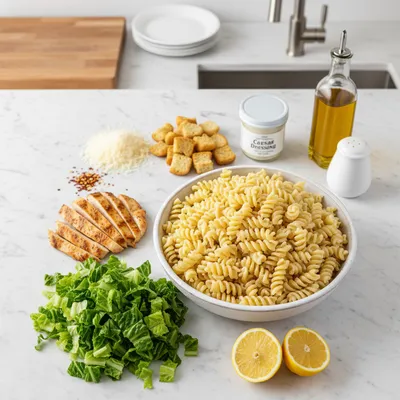 Chicken Caesar Pasta Salad - cooking process