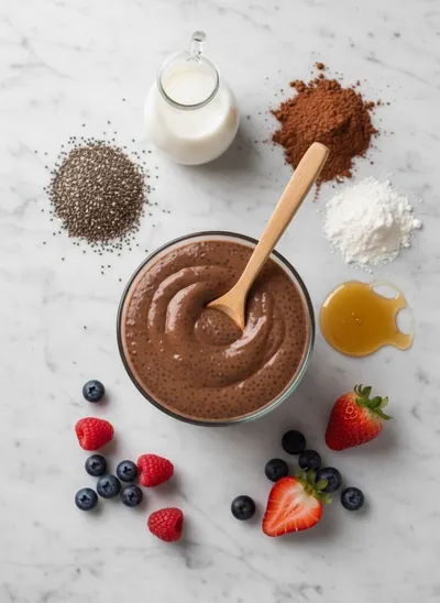 Chocolate Chia Seed Pudding – High Protein & Easy - cooking process