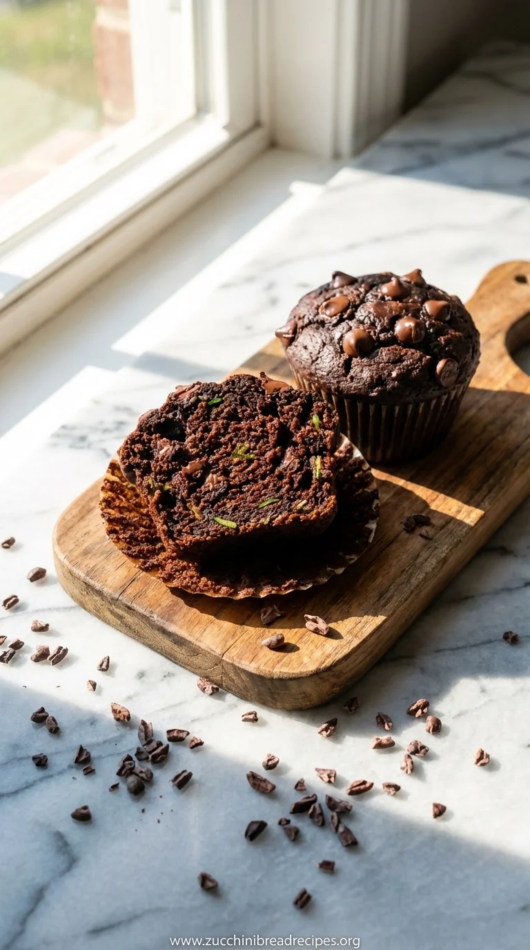 Healthy & Moist Chocolate Zucchini Muffins Recipe