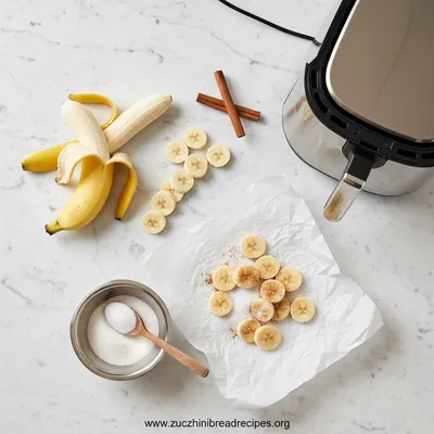 Cinnamon Sugar Air Fryer Banana Chips - cooking process