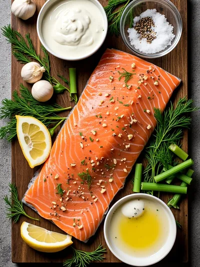 Creamy Garlic Salmon - ingredients preparation