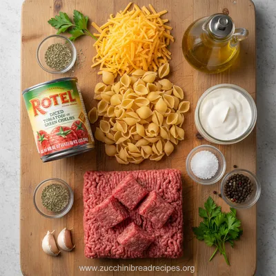 Creamy Rotel Pasta With Ground Beef – Spicy Comfort Food - ingredients preparation