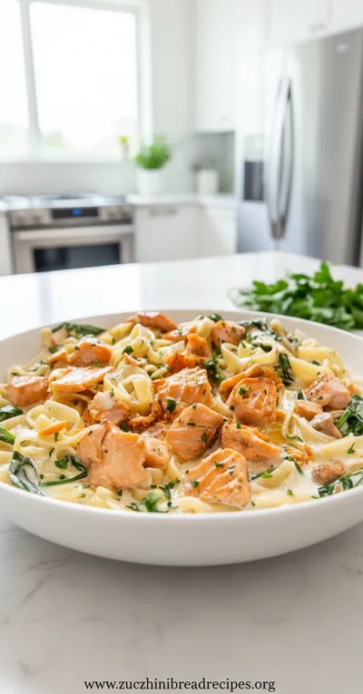 Creamy Salmon Pasta with Mixed Greens