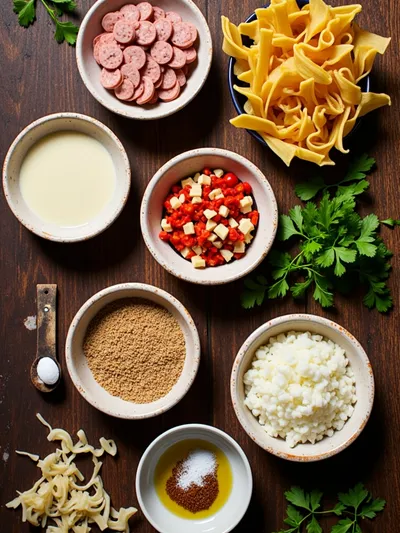 Creamy Spicy Cajun Sausage Pasta – Quick Dinner - ingredients preparation