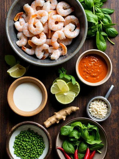 Creamy Thai Coconut Shrimp Curry - ingredients preparation