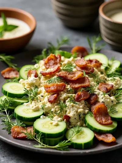 Cucumber Ranch Salad with Crispy Turkey Bacon - cooking process