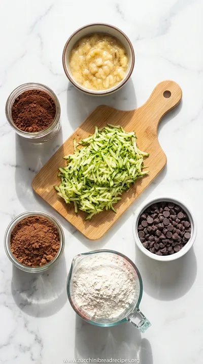Double Chocolate Zucchini Banana Bread: Moist & Healthy - ingredients preparation