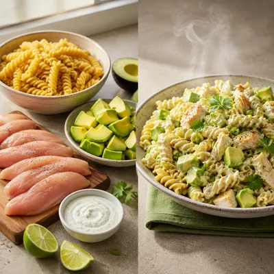 Chicken Pasta Salad with Avocado – Healthy Recipe - cooking process