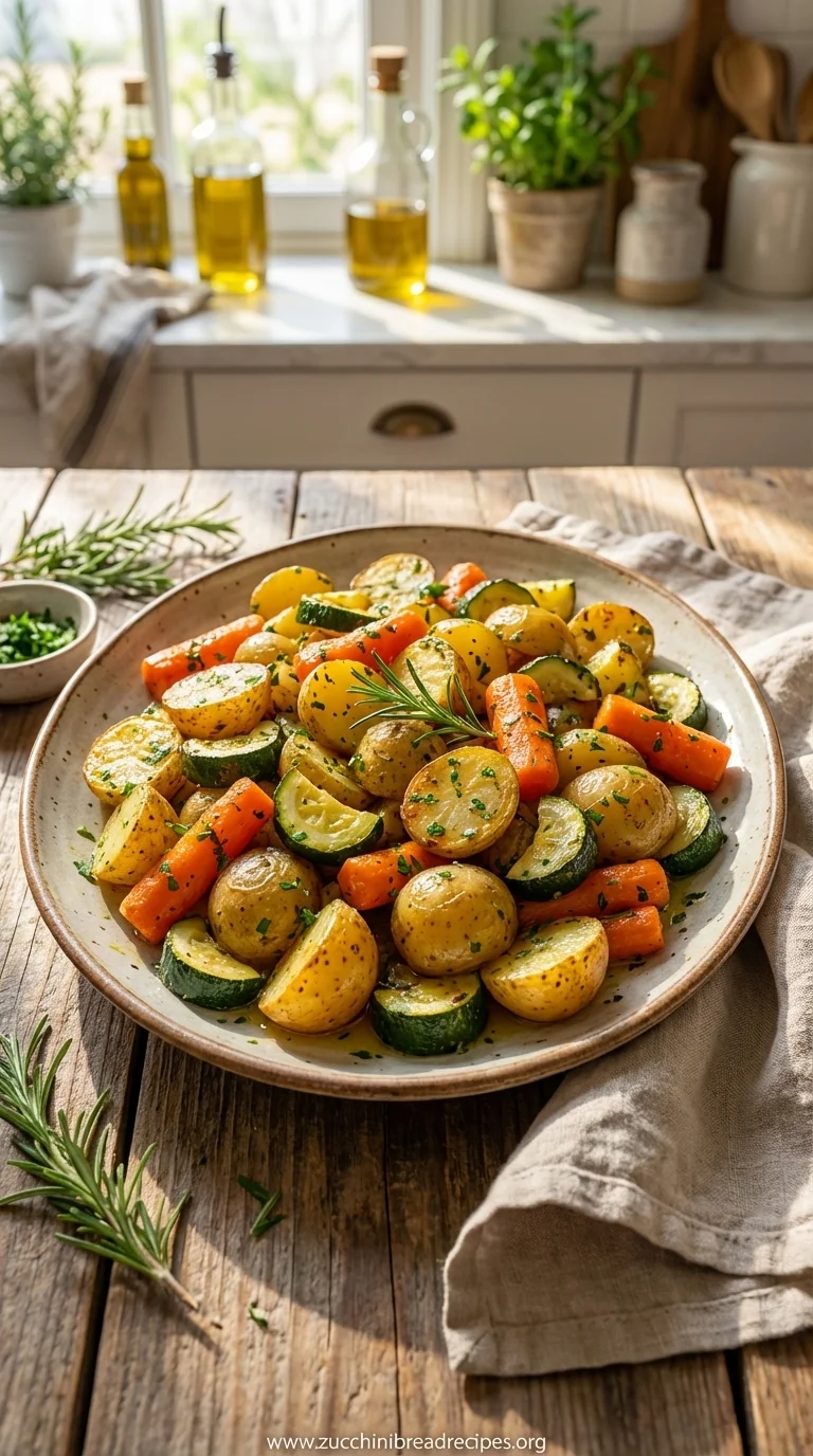 Garlic Herb Roasted Potatoes with Carrots and Zucchini