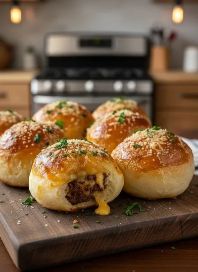 Garlic Parmesan Cheeseburger Bombs