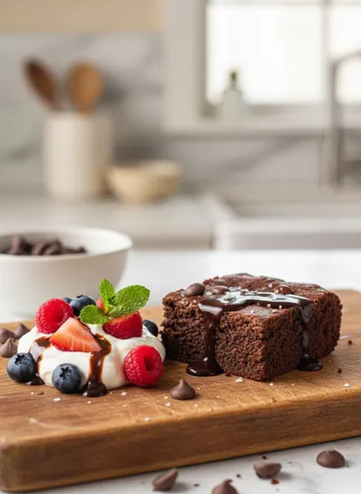 Greek Yogurt Brownies - ready to serve