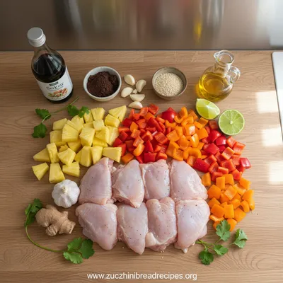 Hawaiian Chicken Sheet Pan Dinner - cooking process
