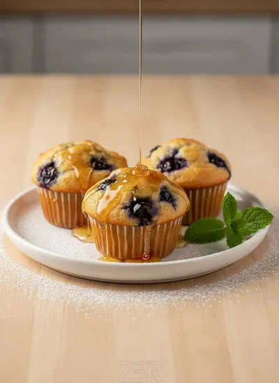 Healthy Greek Yogurt Blueberry Protein Muffins - ready to serve