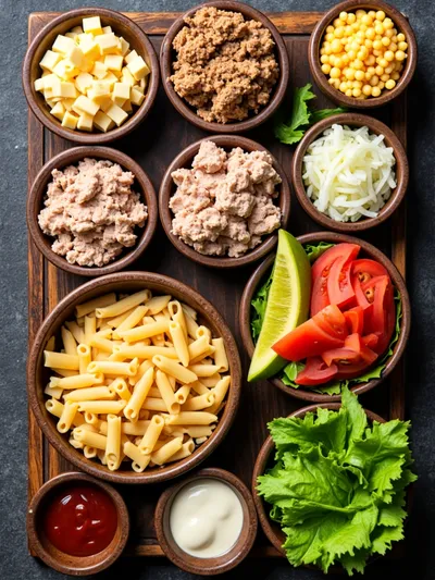 Loaded Turkey Cheeseburger Pasta - ingredients preparation