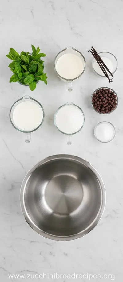 Mint Chocolate Chip Ice Cream - ingredients preparation