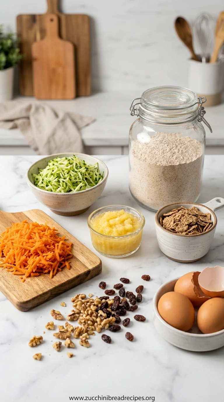 Easy Morning Glory Zucchini Muffins: Healthy Breakfast Recipe - ingredients preparation