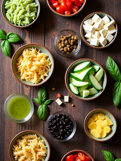 Pasta Salad Cups - ingredients preparation