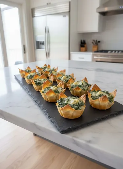 Spinach & Artichoke Wonton Cups