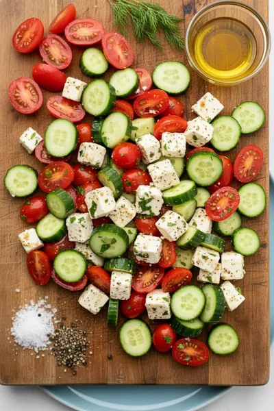 Tomato Cucumber Feta Salad - cooking process