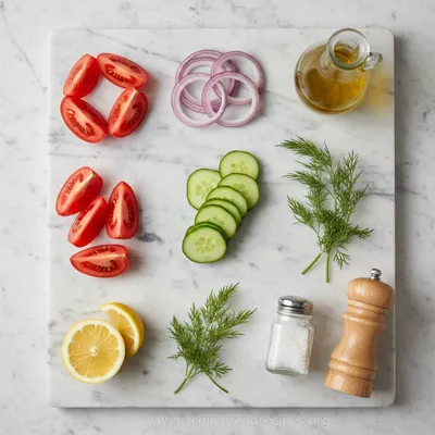 Tomato Cucumber Salad Recipe - ingredients preparation