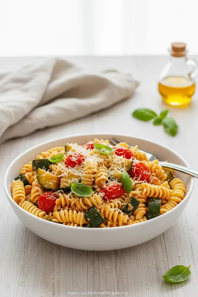 Healthy Tomato Zucchini Pasta Recipe - ready to serve