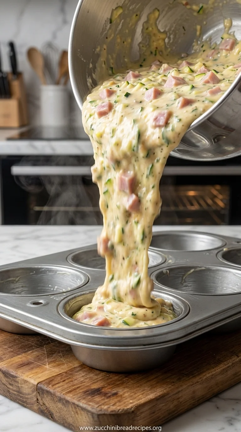 Turkey Ham Cheese Zucchini Muffins Recipe - cooking process