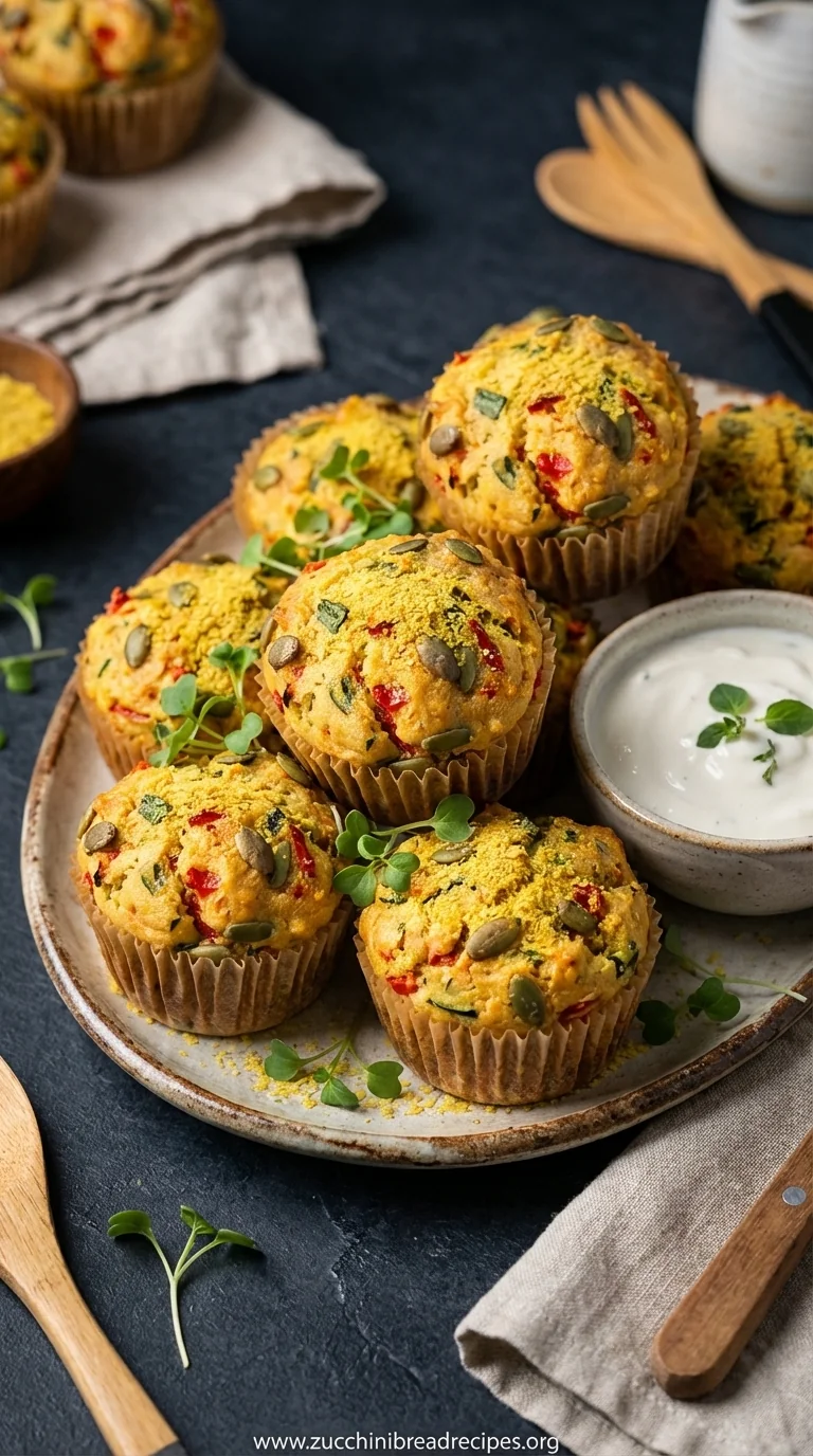 Vegan Zucchini Savory Muffins: Healthy Party Appetizer - ready to serve