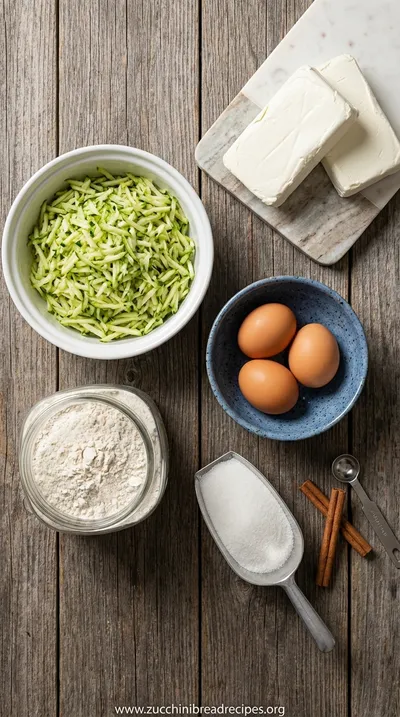 Zucchini Bread Recipe with Cheesecake Ribbon - ingredients preparation