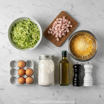 Easy Zucchini Slice With Turkey Bacon - ingredients preparation