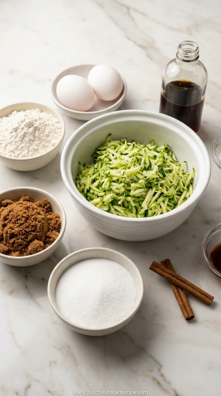 Homemade Zucchini Cake With Brown Sugar Icing - ingredients preparation