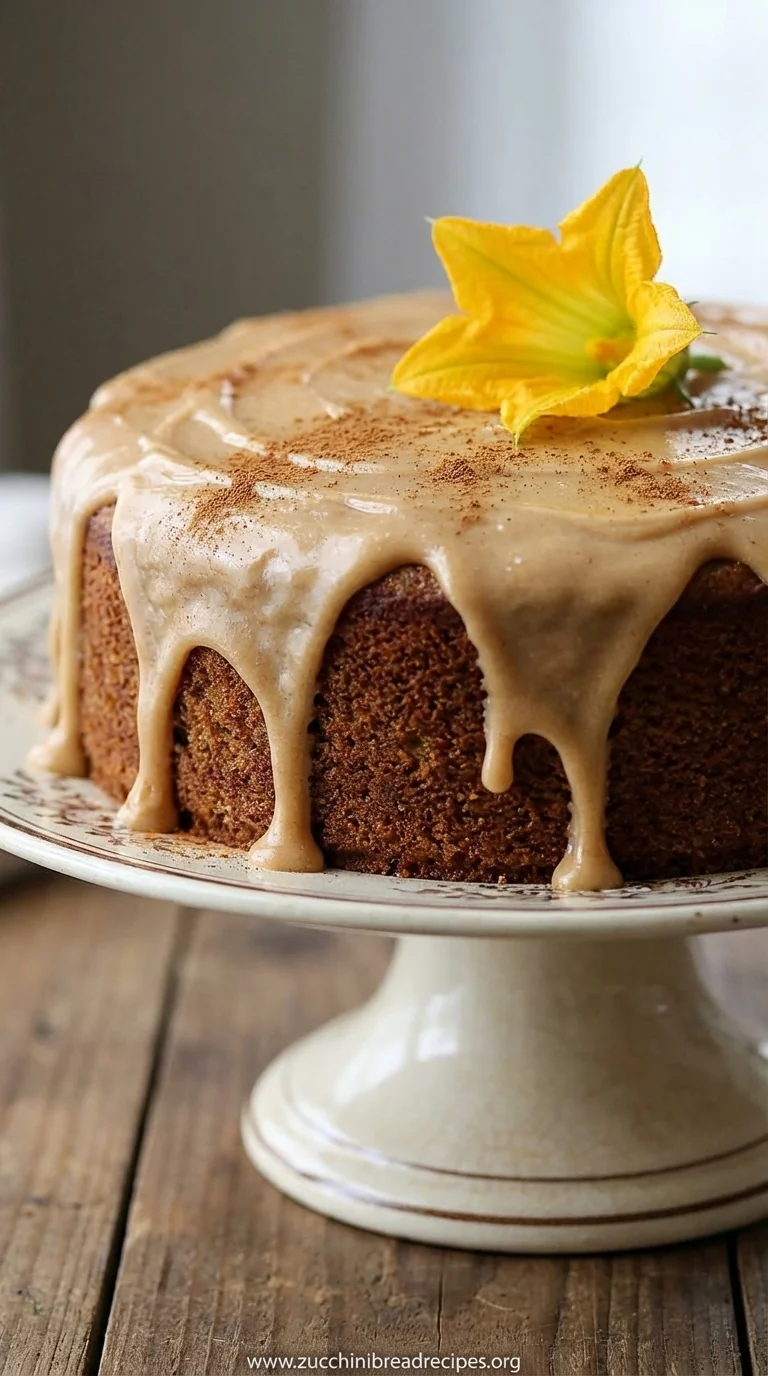 Homemade Zucchini Cake With Brown Sugar Icing - ready to serve